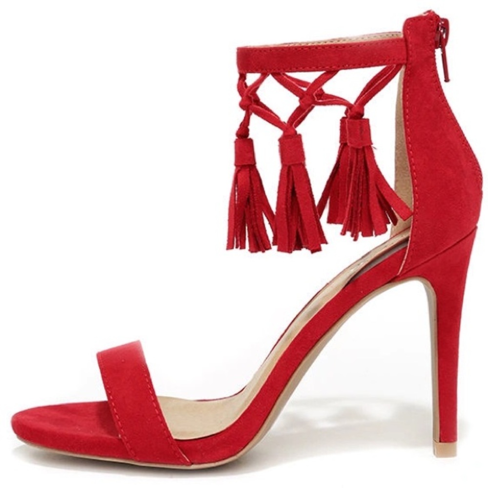 Steve Madden Red Suede Fringe Heels